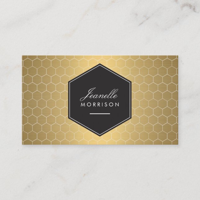 Carte De Visite Glam Gold Honeycomb Motif (Devant)