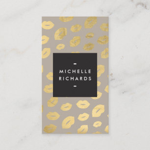 Carte De Visite Glam Gold Lip Imprimer Maquillage Artiste Beauté G
