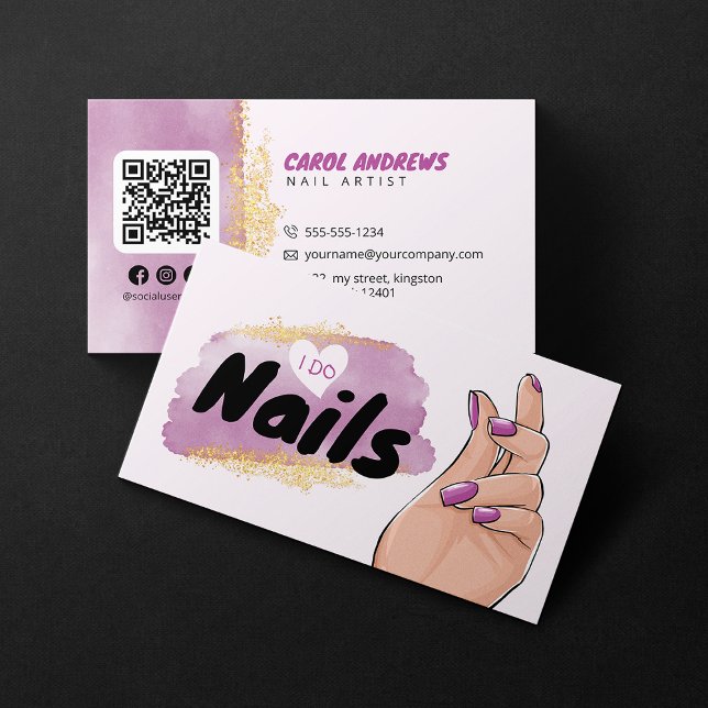 Carte De Visite Glam Gold Parties scintillant Clou Artiste Nail Te (Créateur téléchargé)