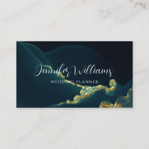 Carte De Visite Glam Gold Parties scintillant Wedding planner vert