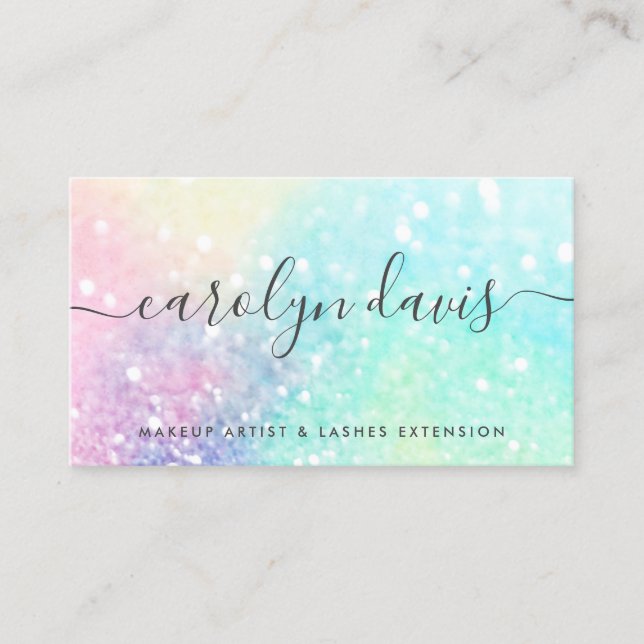Carte De Visite Glam Holographic Parties scintillant Iridescente J (Devant)
