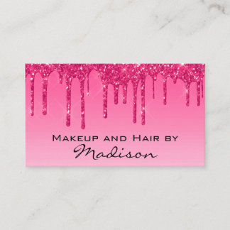 Carte De Visite Glam Hot rose gouttes de Parties scintillant de ma