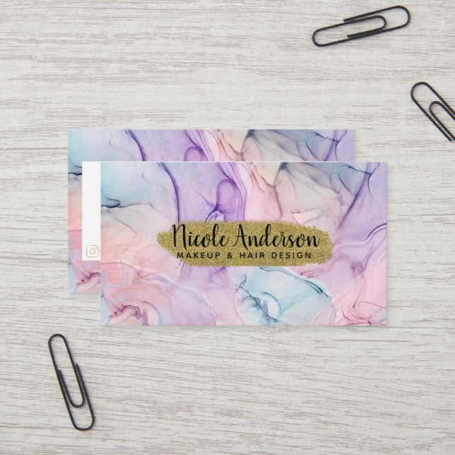 Carte De Visite Glam Imaginaire épais moelleux Ethereal Pastel (Devant/Arrière en situation)