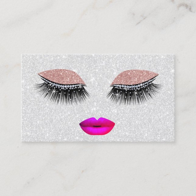 Carte De Visite Glam Lashes Hot Rose Lièvres Maquillage Artiste Ar (Devant)