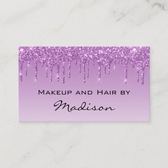 Carte De Visite Glam Lilac Purple Parties scintillant Drives Artis (Devant)