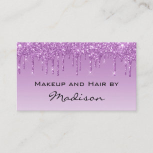 Carte De Visite Glam Lilas Violet Paillettes Gouttes Artiste Maqui