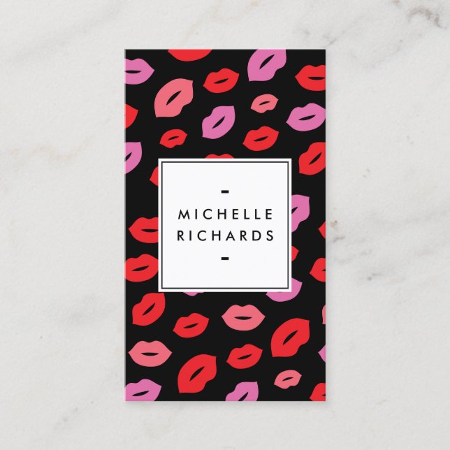 Carte De Visite Glam Lip Imprimer Maquillage Artiste Beauté Rose/R (Devant)