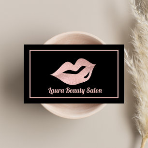 Carte De Visite Glam Luxury Rose Gold & Black Maquillage Artist