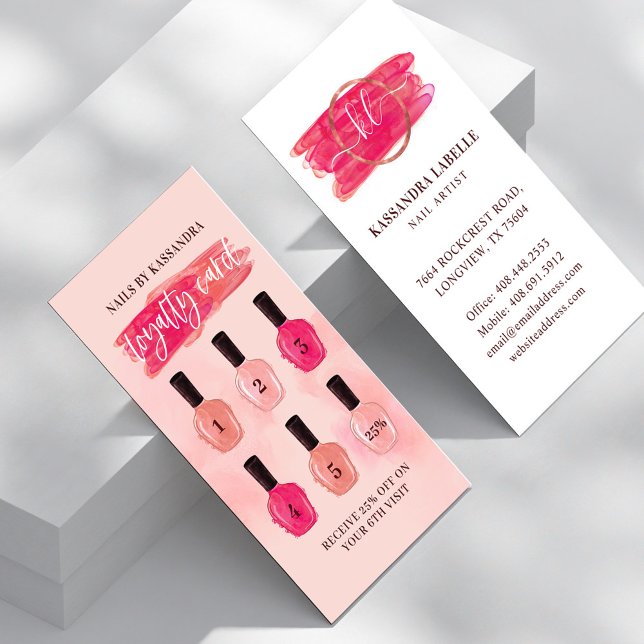 Carte De Visite Glam Nail Polonais Bouteilles Brush Stroke Clou Lo (Créateur téléchargé)