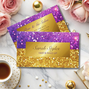 Carte De Visite Glam or violet parties scintillant luxe élégant sc