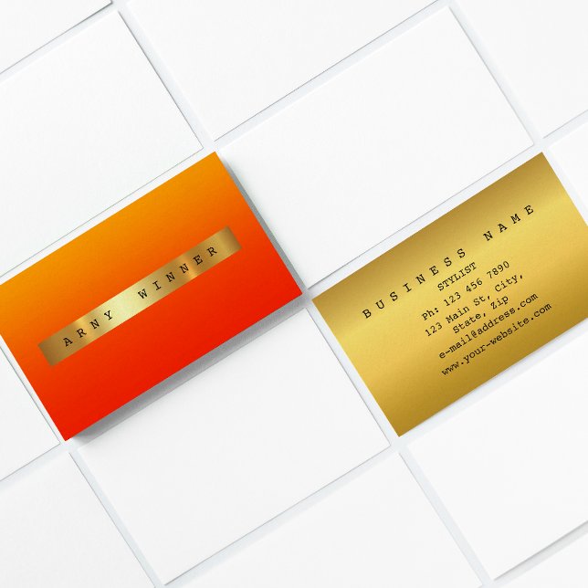 Carte De Visite Glam Orange Rouge Ombre Vip Golden Foil (Créateur téléchargé)