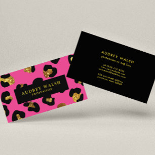 Carte De Visite Glam Parties scintillant Gold Fuchsia Empreinte de