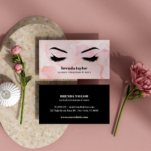Carte De Visite Glam PInk Aquarelle Eyelash Browbar professionnel