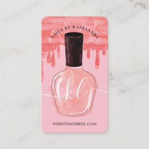 Carte De Visite Glam Pink Drives Clou Polonais bouteille Monogramm