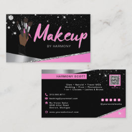 Carte De Visite Glam Pink Silver Diamonds Artiste maquillage MUA