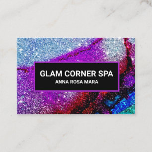 Carte De Visite *~* Glam Rainbow QR Parties scintillant Glitz Luxe