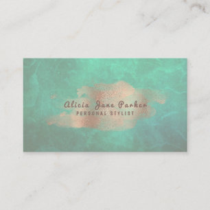 Carte De Visite Glam Rose Gold Copper Foil Green Personal Styliste