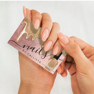 Carte De Visite Glam Rose Gold épais Parties scintillant gouttes p