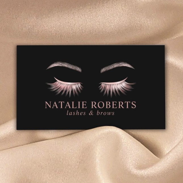 Carte De Visite Glam Rose Gold Eyelash Extensions Salon de beauté (Créateur téléchargé)