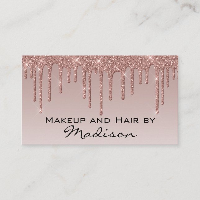 Carte De Visite Glam Rose Gold Faux Parties scintillant Drives maq (Devant)