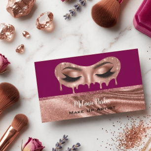 Carte De Visite Glam Rose Gold Pailleté Dégoulinant Yeux Maquilleu