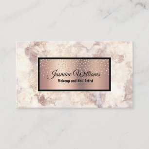 Carte De Visite Glam Rose Gold Veine Marbre et or Foil Parties sci