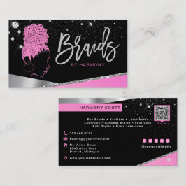 Carte De Visite Glam rose Parties scintillant argenté Diamants Bra