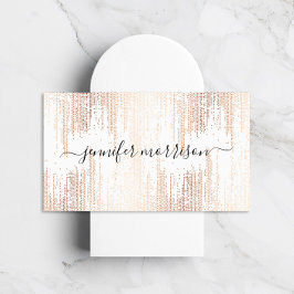 Carte De Visite Glam Script Rose Gold Confetti Pluie