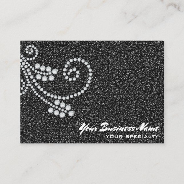 Carte De Visite *~* Glam Soll Diamonds Black Parties scintillant L (Devant)