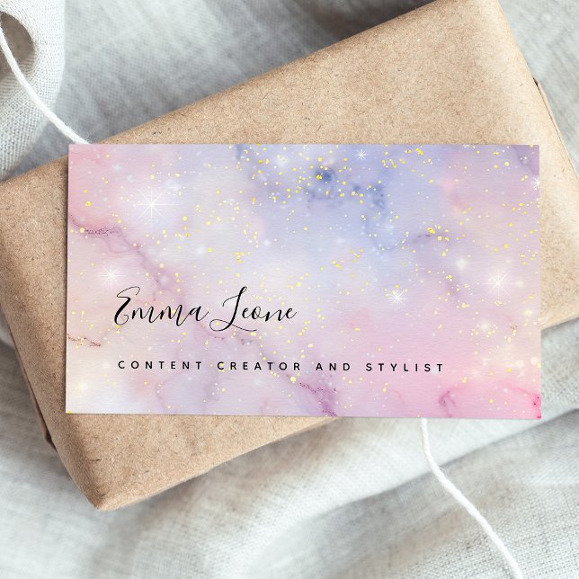 Carte De Visite Glam Starry Pastels avec de l'or (Créateur téléchargé)