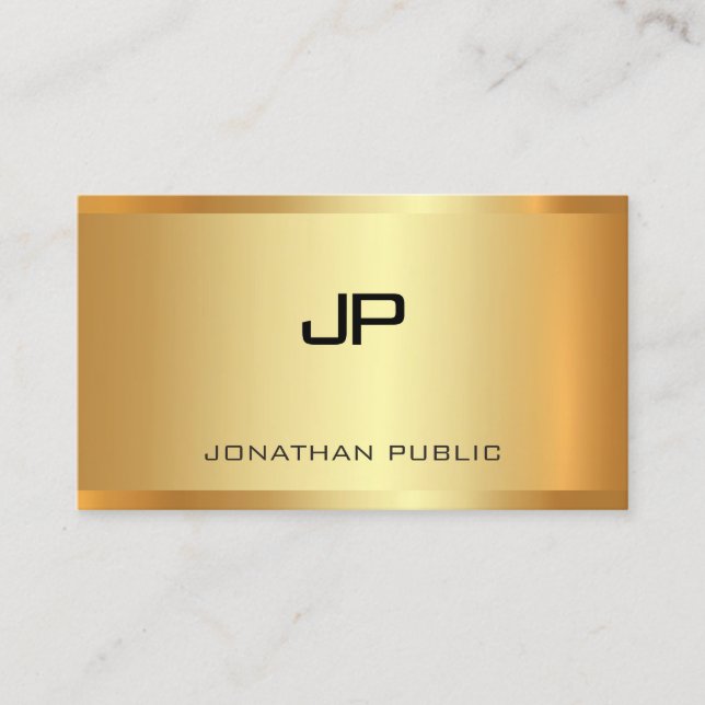 Carte De Visite Glamor Faux Gold Modèle moderne Élégant tendance (Devant)