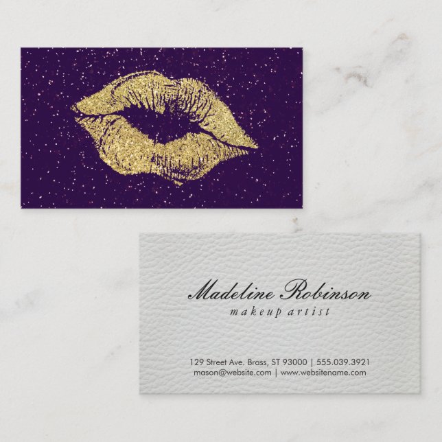 Carte De Visite Glamor Parties scintillant Kiss Cuir (Devant / Derrière)