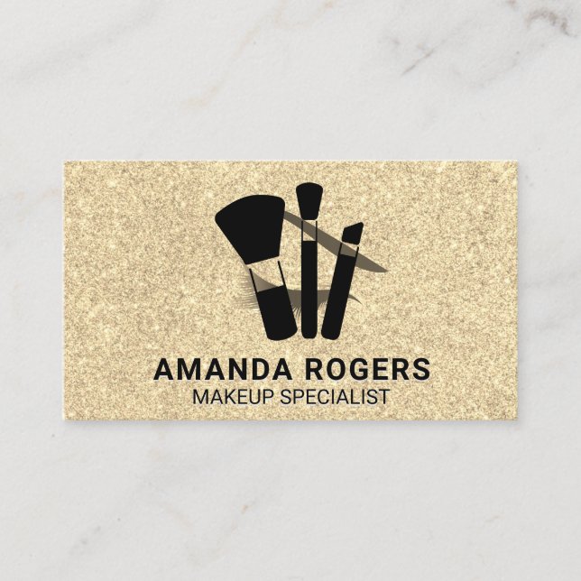 Carte De Visite Glamor Shimmer Parties scintillant or | Brosses de (Devant)