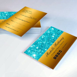 Carte De Visite Glamore Aqua Parties scintillant et Gold Beauty Co