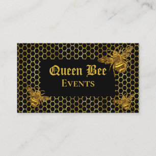 Carte De Visite Glamour Black Gold Queen Bee Événements Producti