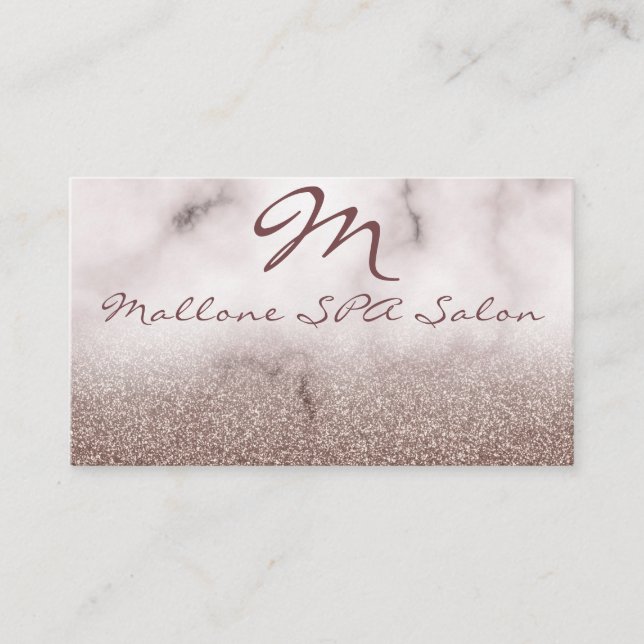 Carte De Visite Glamour Élégant Purple Glittery Monogramme Salon (Devant)
