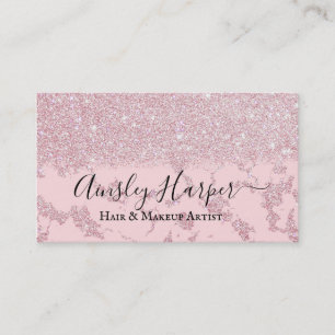 Carte De Visite Glamour noir rose or Parties scintillant marbre Gr