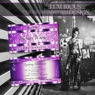 Carte De Visite Glamour Purple Sparkling Glitter Stars