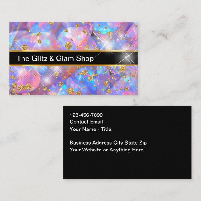 Carte De Visite Glit And Glam Fashion Retail Store Business Cards  (Devant / Derrière)