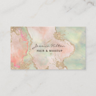 Carte De Visite Glitterie or pastel abstrait lessive à l'aquarelle