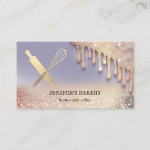 Carte De Visite Glitterie or rouleau pin whisky chef boulangerie