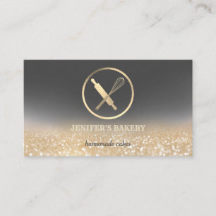 Carte De Visite Glitterie or rouleau pin whisky chef boulangerie