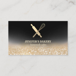 Carte De Visite Glitterie or rouleau pin whisky chef boulangerie