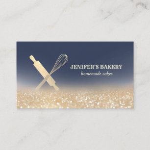 Carte De Visite Glitterie or rouleau pin whisky chef boulangerie