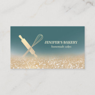 Carte De Visite Glitterie or rouleau pin whisky chef boulangerie