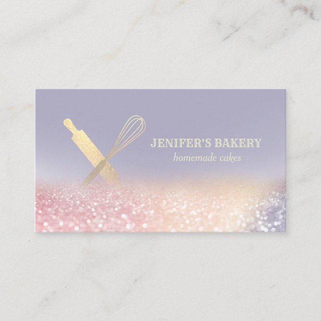Carte De Visite Glitterie or rouleau pin whisky chef boulangerie (Devant)