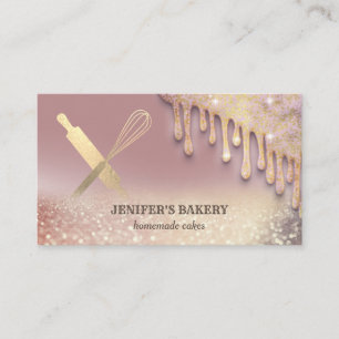 Carte De Visite Glitterie or rouleau pin whisky chef boulangerie