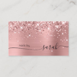 Carte De Visite Glitterie rose or glam signature élégante