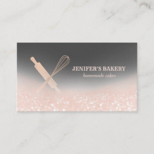 Carte De Visite Glitterie rose or rouleau pin whisky chef boulange