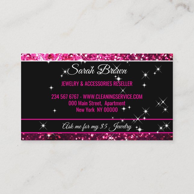 Carte De Visite Glitz rose étincelante brillant (Dos)